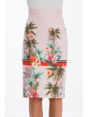 Powder pink pencil skirt with patterns 8401 - Online store - Boutique